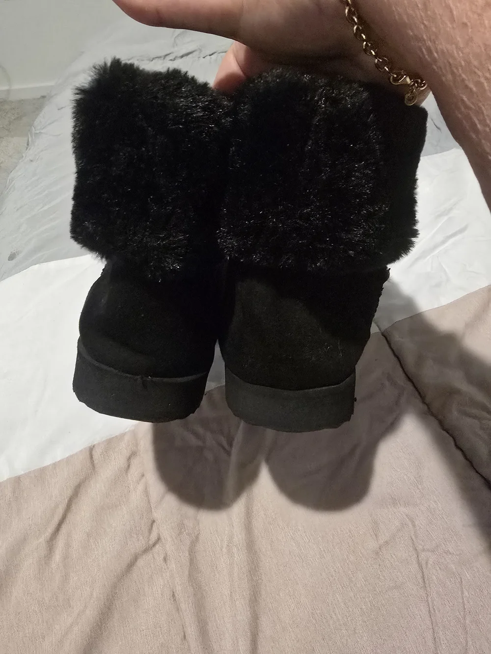 Women's Black Faux Fur Winter Boots